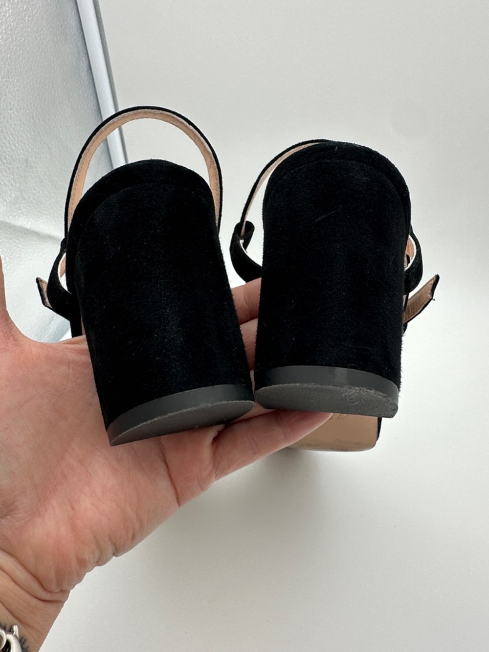 J. Crew Maisie Almond Toe Black Italian Suede Pumps 7.5 Heel 3” Made in Morocco - Picture 14 of 16
